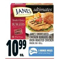 Janes Unbreaded Chicken Burger Or Oven Roasted Chicken