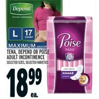 Tena, Depend Or Poise Adult Incontinence