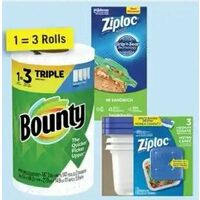 Bounty Paper Towels, Ziploc Food Storage Bags or Containers