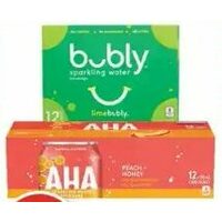 Bubly or Aha Flavoured Sparkling Water