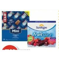 Sunrype Fruit to Go, Fruitsource or Clif Bar Mini Snack Bars