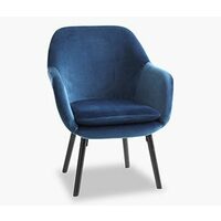 Udsbjerg Mid-Century Style Armchair Fabric Blue or Olive Green Velour Upholstery 