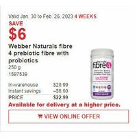 Webber Naturals Fibre 4 Prebiotic Fibre With Probiotics