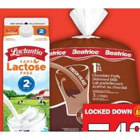 Lactantia Lactose Free Milk or Beatrice Chocolate Milk