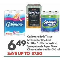 Cashmere Bath Tissue, Scotties, Sponge Towels Paper Towel