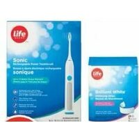 Life Brand Sonic Rechargeable Power Toothbrush, Brilliant White Whitening Strips Or Denture Cleansers 