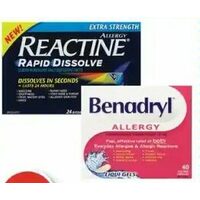 Reactine Rapid Dissolve Tablets, Benadryl Allergy Liqui-gels Or Caplets