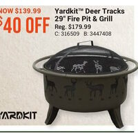 Yardkit Deer Tracks 29" Fire Pit & Grill
