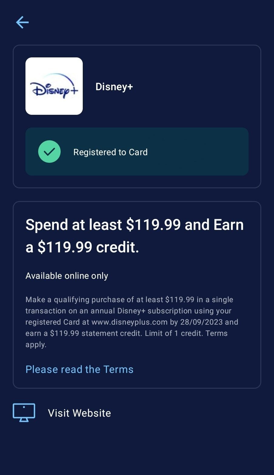 [American Express] Disney + plus free for a year credit (YMMV) Platinum