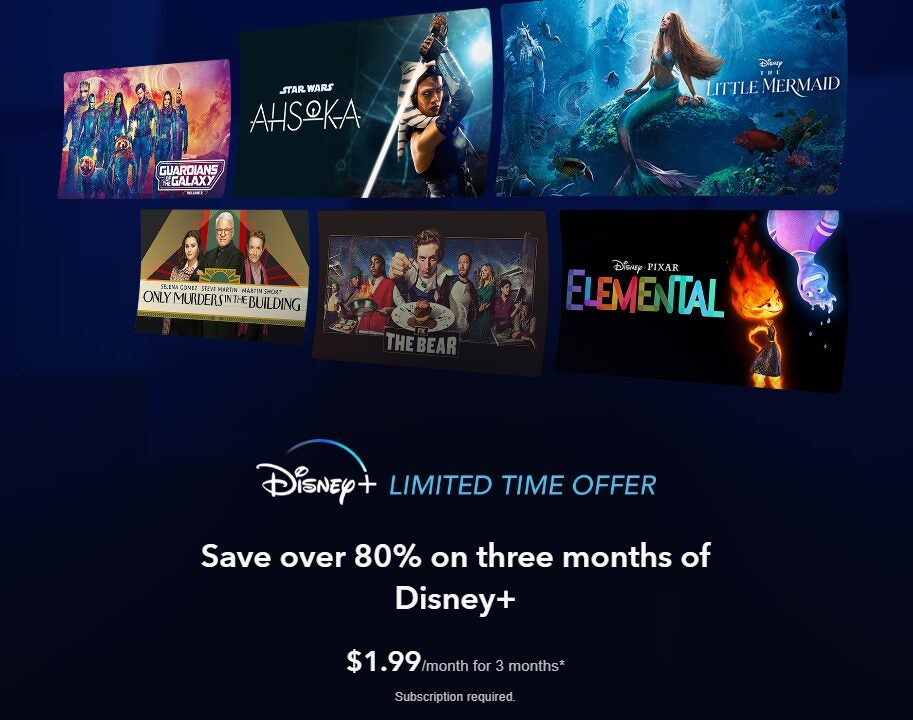 Disney+] Disney+ for $1.99 per month for 3 months for new and