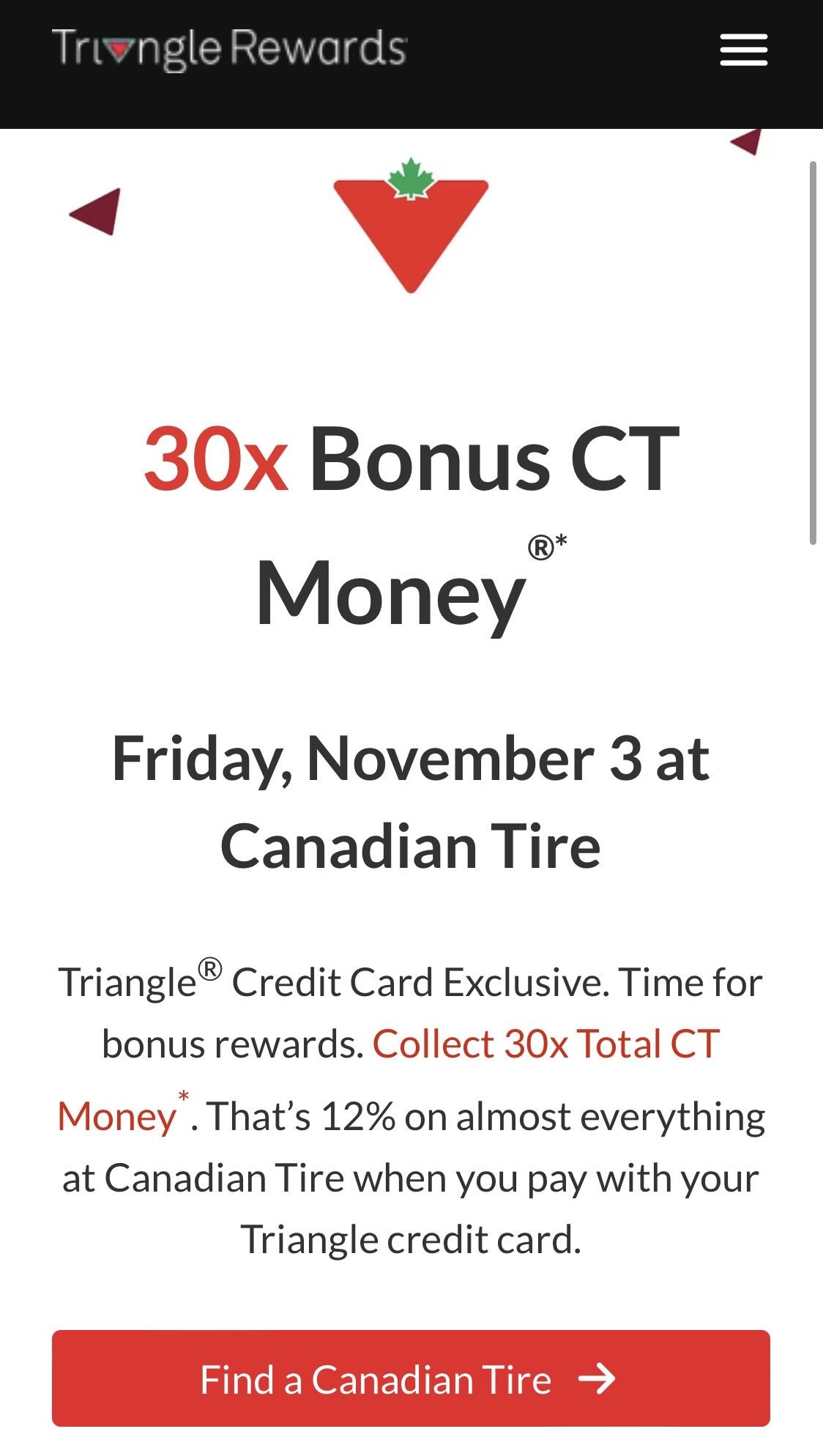 Canadian Tire] [Triangle Credit Card] HOTTER Than October Bonus