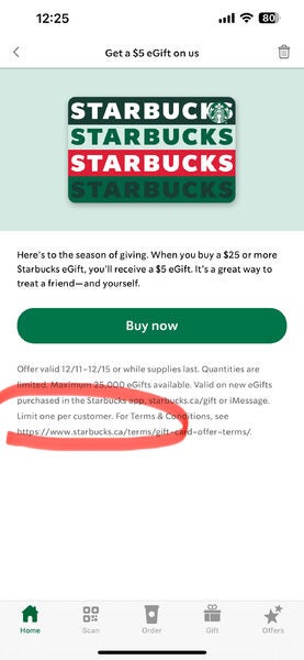Starbucks] [Black Friday] spend $25 or more on a Starbucks eGift, receive a  $5 eGift - RedFlagDeals.com Forums