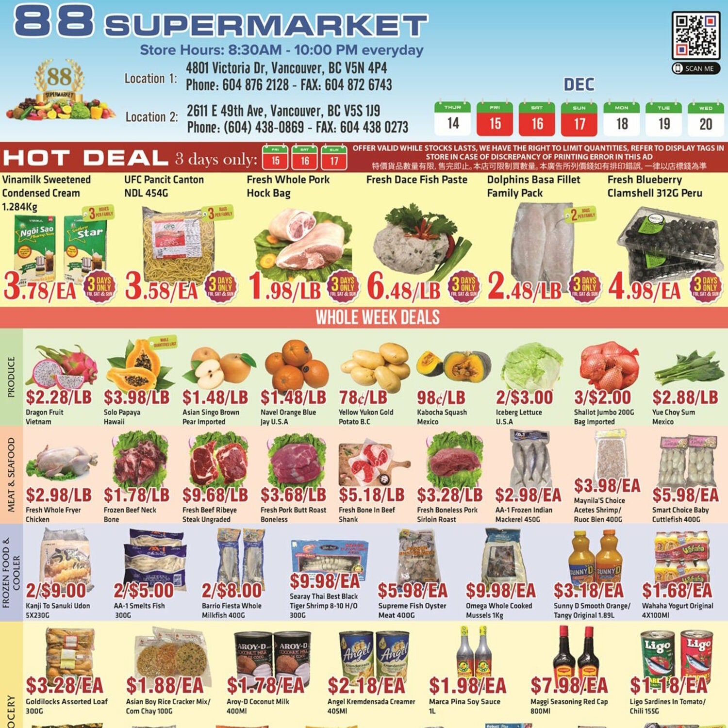 88 Supermarket Weekly Flyer - Weekly Specials - Dec 14 – 20 ...