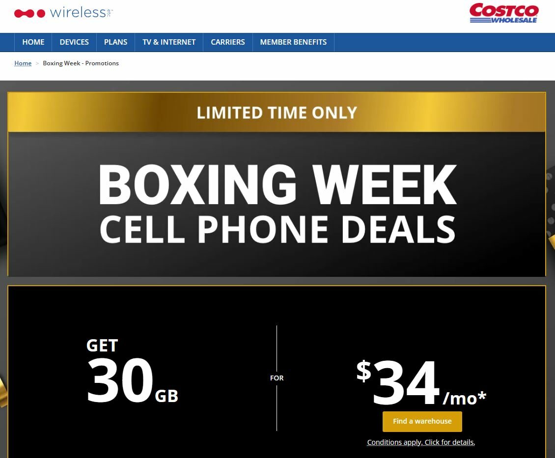 [Costco] [Boxing Day] [Costco] Cell Phone Deals Limited Time Only