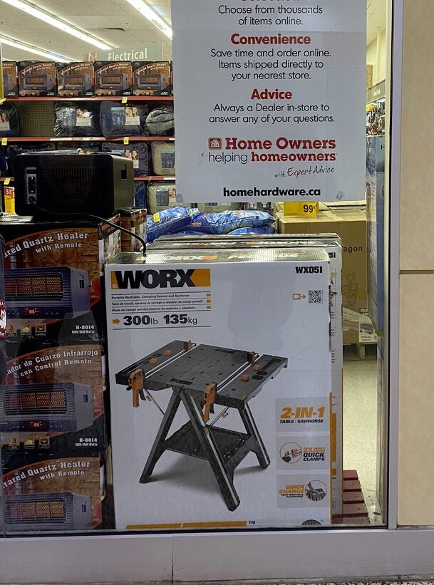 Home Hardware Worx Pegasus WX051 work table 99.99 at Cloverdale