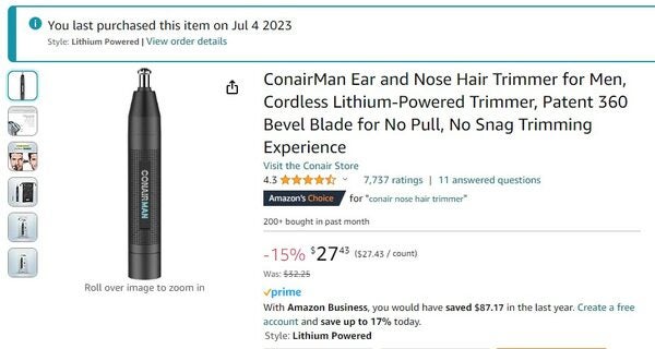 [Amazon] Deal ON:Conair Head Nose Ear hair trimmer ATL-14.97$ with 14 ...