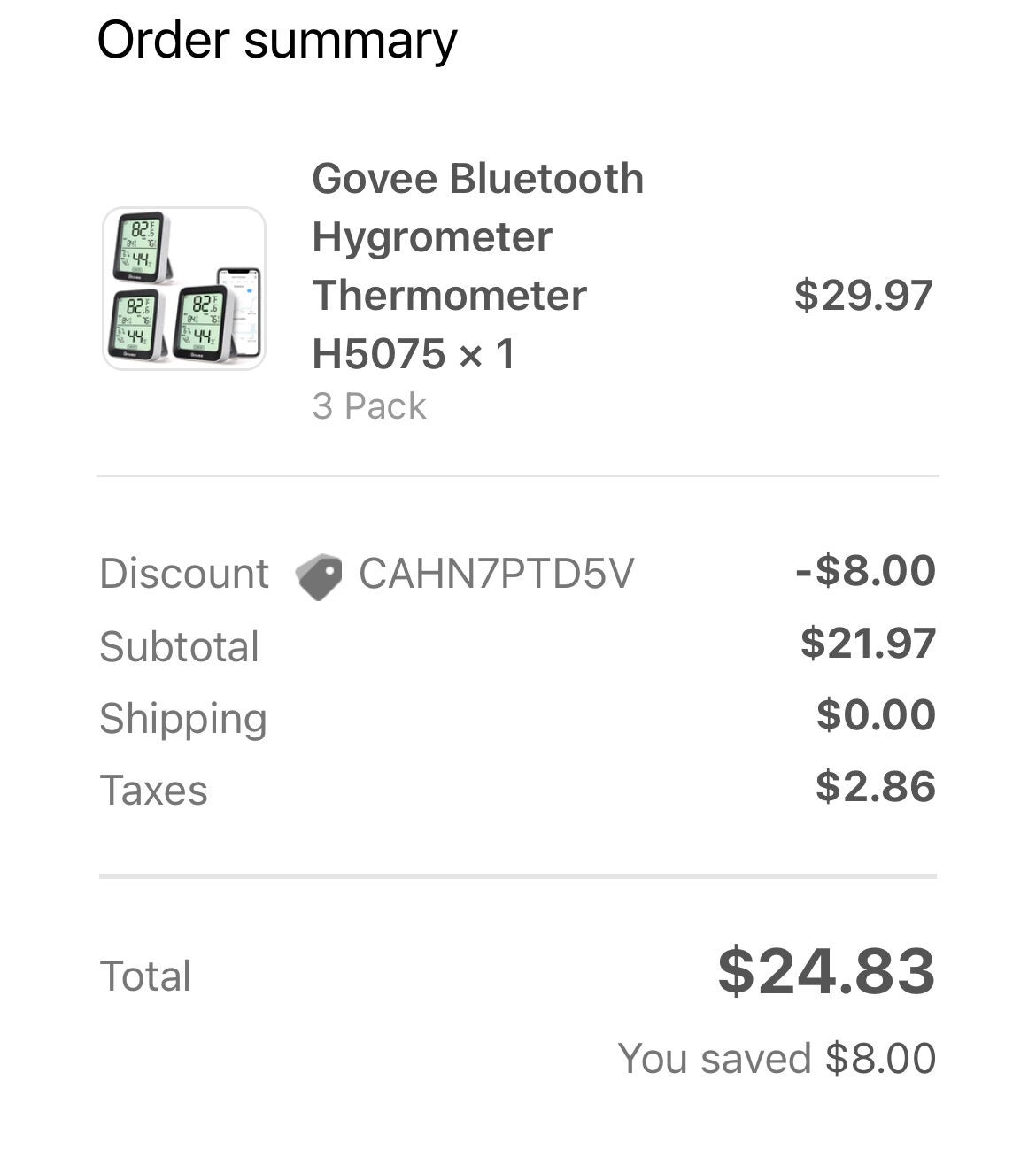 Govee Bluetooth Hygrometer Thermometer H5075 - Govee