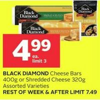 Black Diamond Cheese Bars or Shredded Cheese 