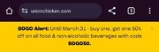 Toronto - 50% off second food or drink item (non alcoholic) @ Union Chicken. Until March 31