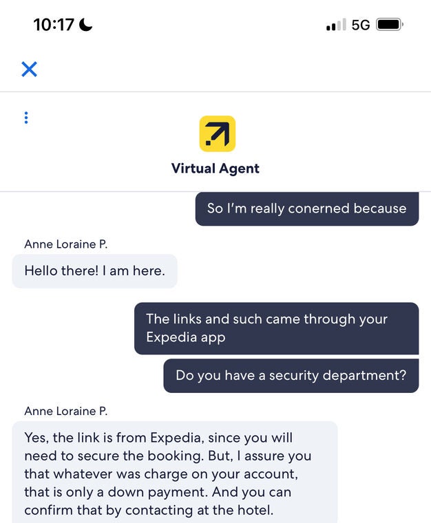 Expedia customers beware - Phishing message via app chat - RedFlagDeals ...