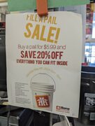 Fill a Pail Sale - In Store YMMV (buy a $5.99 pail, everything you can fit in it is 20% off)