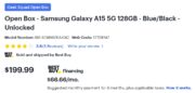 Open Box Samsung Galaxy A15 - $199.99