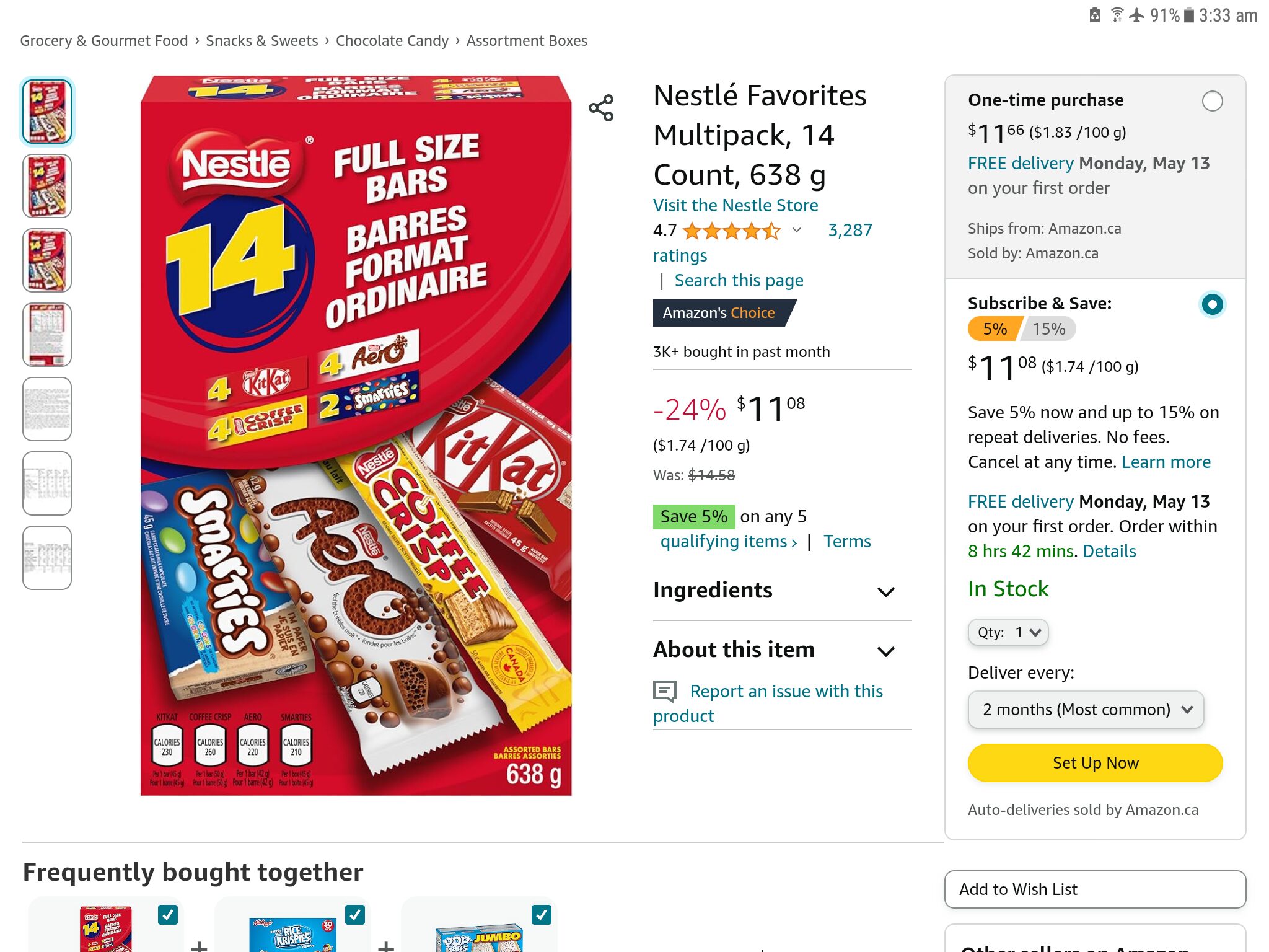 [Amazon.ca] Nestlé Favorites Multipack, full size14 bars $11.08 ...