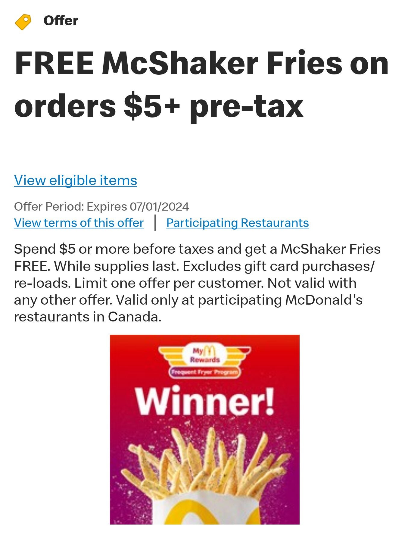 [Other] 2024/06/28 McDonalds Canada Frycons Contest [All Canada] - Page ...