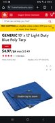 GENERIC 10' x 12' Light Duty Blue Poly Tarp on sale for $4.97