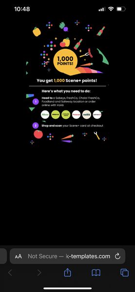 [Scene+] YMMV - Scene+ loyalty offer - 1000 pts ($10) when you shop at ...
