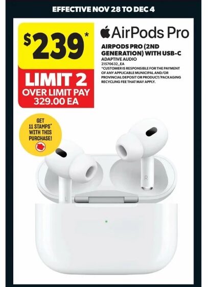 [Loblaws] [RCSS] AirPods Pro 2 with USB-C $239 + Earn 80,000 PCO Points ...