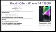 Koodo $34 per month 60gb with iPhone 14 128Gb (Certified Pre-Owned)