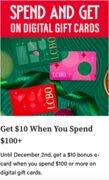 Spend $100 on digital gift cards and get a $10 bonus card