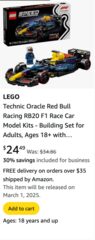 Amazon Business Accounts Only - LEGO Speed Champions F1 - Red Bull Racing & Williams Racing $24.49 (30% off)