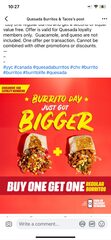 Quesada Burritos & Tacos buy one get one free burrito on April 3
