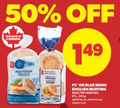 [EAST] [WEST] President's Choice or Blue Menu English Muffins 6's 342g $1.49