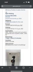 DJI Osmo Pocket 3 Creator Combo (Auction) current bids ranging $153-$610