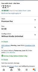kindle scribe 2022 64 GB with premium pen like new warehouse deals $221.64