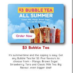 Bubble Tea $3 - Five flavours