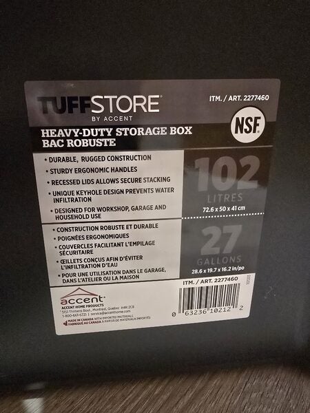 [Costco] Tuffstore storage tote 102L 9.99 or 5-Tier NSF Storage Bin ...