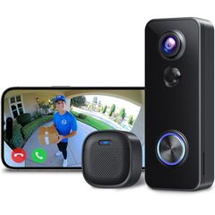 XTU Wireless Doorbell Camera 180° Head-to-Toe Pano View, 2K 3MP Video Doorbel(No Subscription) $74.99 (After 25%off)