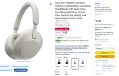 Sony WH-1000XM5 Noise Cancelling Headphones $300.97 ATL (40% off, regular $499.99) - White only