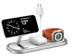 Foldable 3 in 1 Wireless Megasafe Charger for iPhone / Apple Watch / Airpods (Sliver) 50% off Coupon -> $19.99