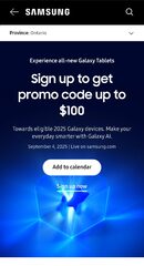 Samsung New Tablet sign up promo code up to $100