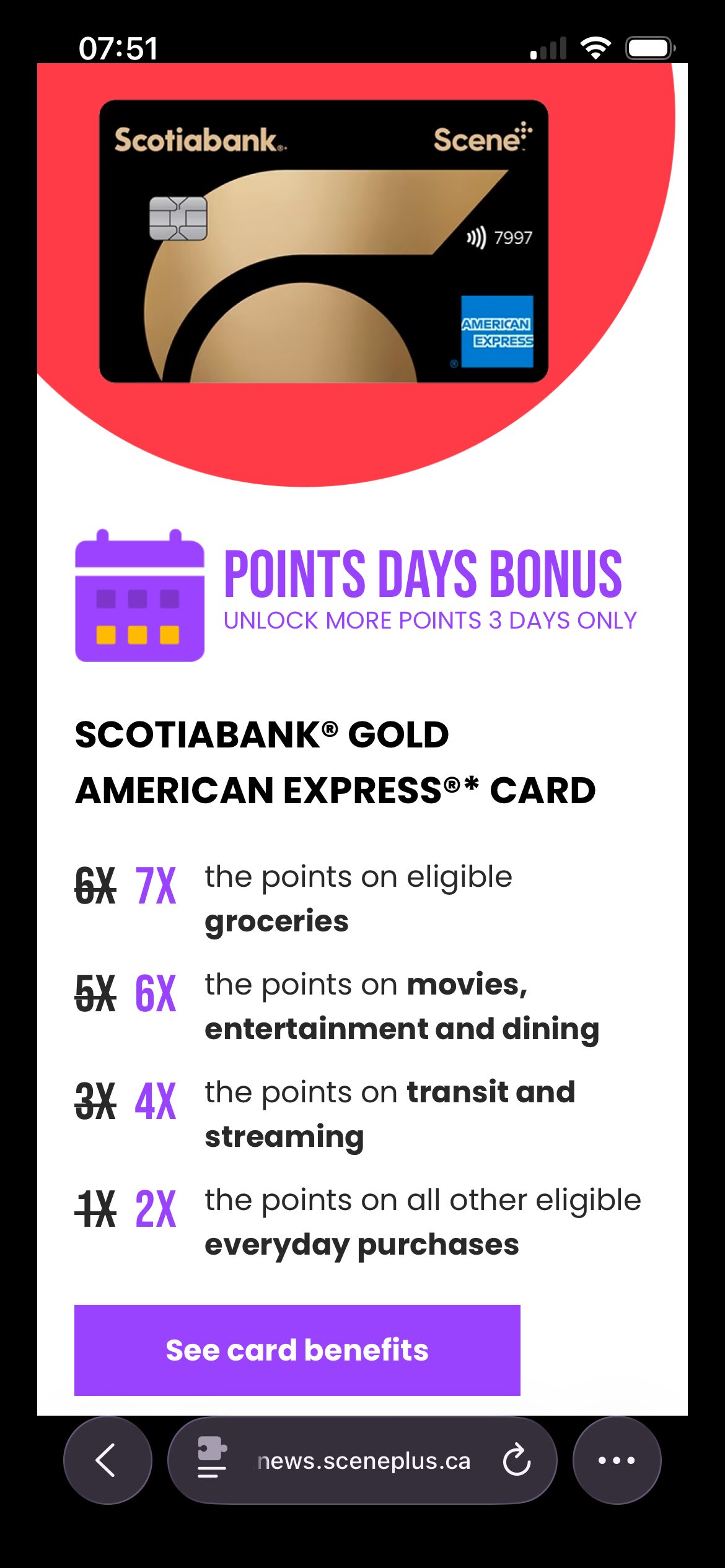 [Various] (ON/QC) Scene+ Points Days - Scotiabank clients get up to 7% ...