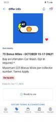 75 bonus air miles for Ultimate+ Car Wash (max 225 BAM) October 15-17