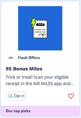 95 Bonus Miles when you scan an eligible receipt (Oct 16 - 26)
