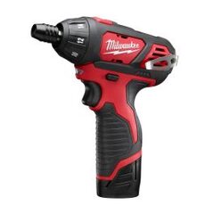 Milwaukee Tool M12 12-Volt Lithium-Ion Cordless 1/4 in. Hex Screwdriver Kit w/ (2) 1.5Ah Batteries & Charger & Bag