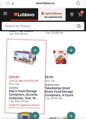 Sistema 18 piece Food Storage Containers $20.00ea (with bonus 5K PC Optimum Points)