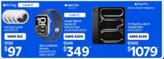 Apple Watch Series 10 GPS 42mm $349 or Apple 11-inch iPad Pro (M4), Wi-Fi 256GB $1079 (starts online Nov. 30 @ 9pm EST)
